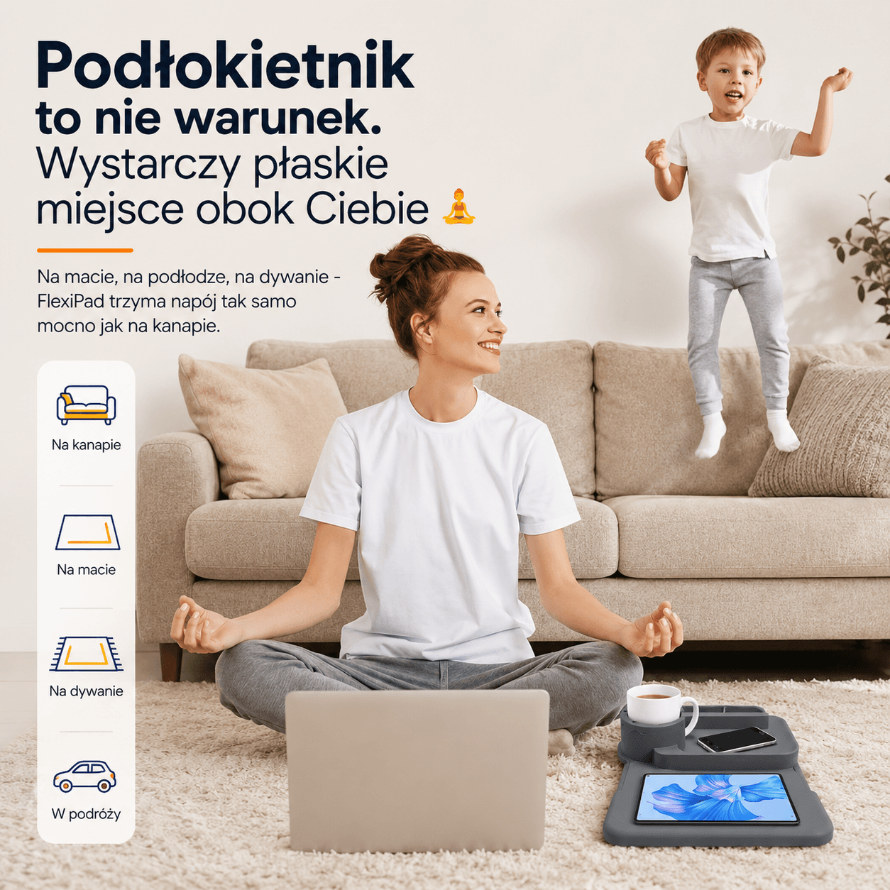 FlexiPad - kanapowy uchwyt na napoje z organizerem