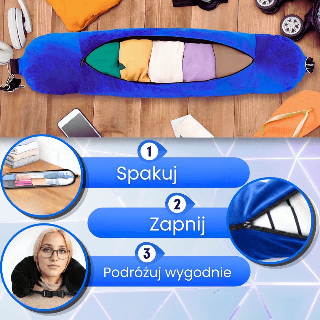 Drimlo™ - Poduszka, która zastępuje torbę. Torba, która staje się poduszką.