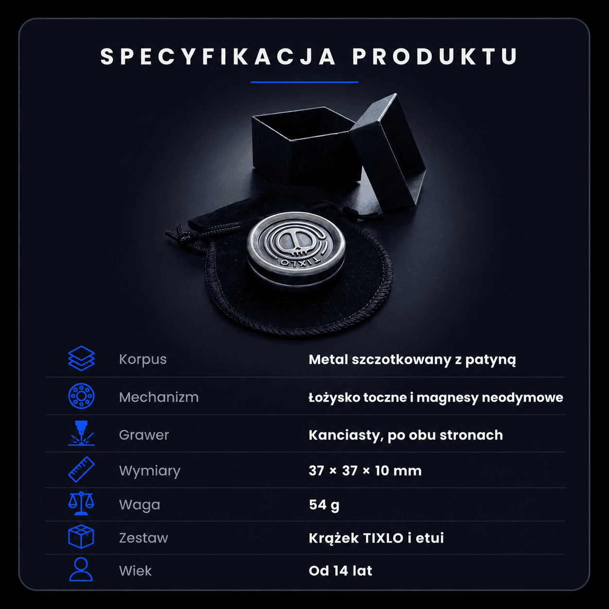 TIXLO - metalowy Fidget EDC, dla rąk które nie potrafią usiedzieć