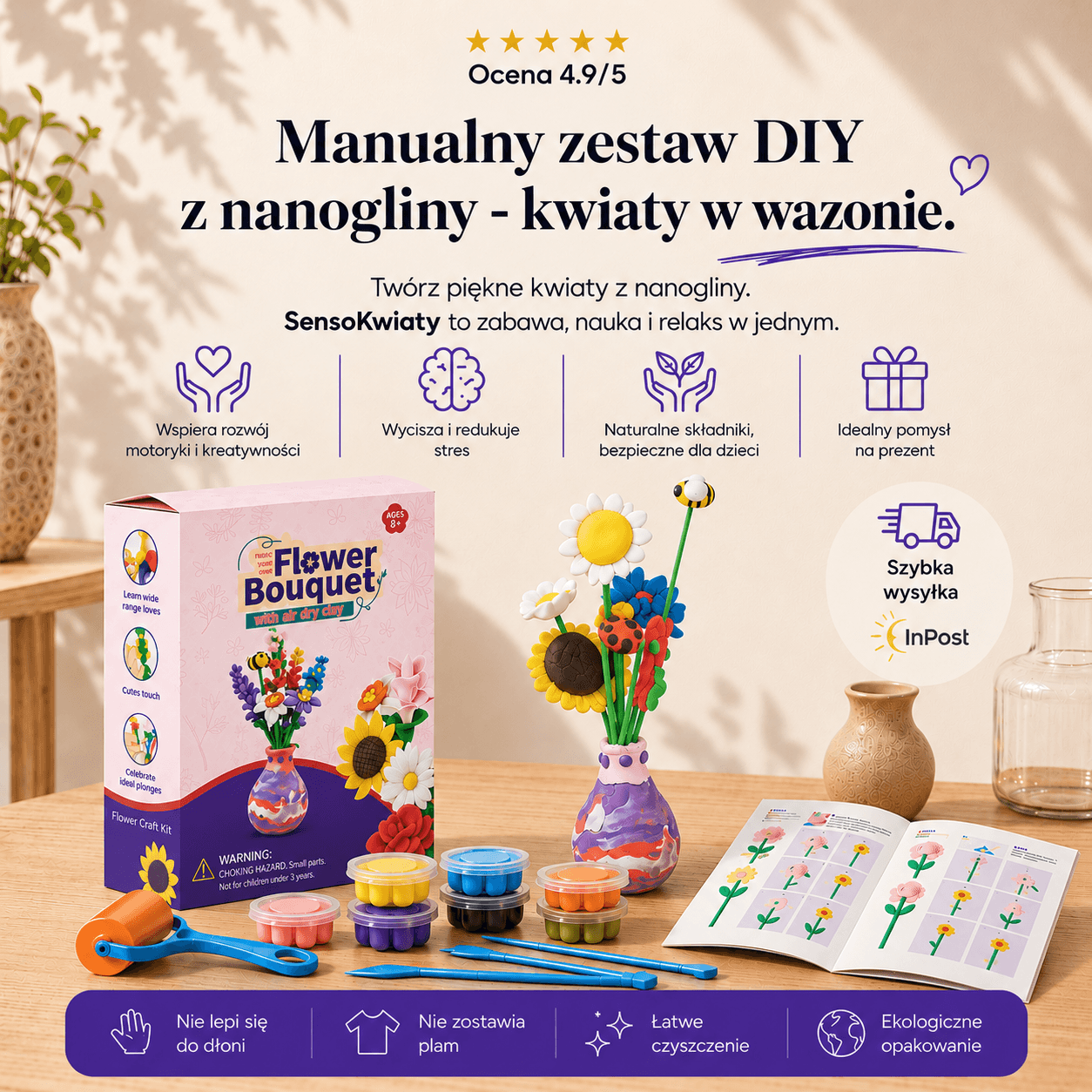 SensoKwiaty – kreatywny zestaw DIY z samoutwardzalnej nanogliny🌸
